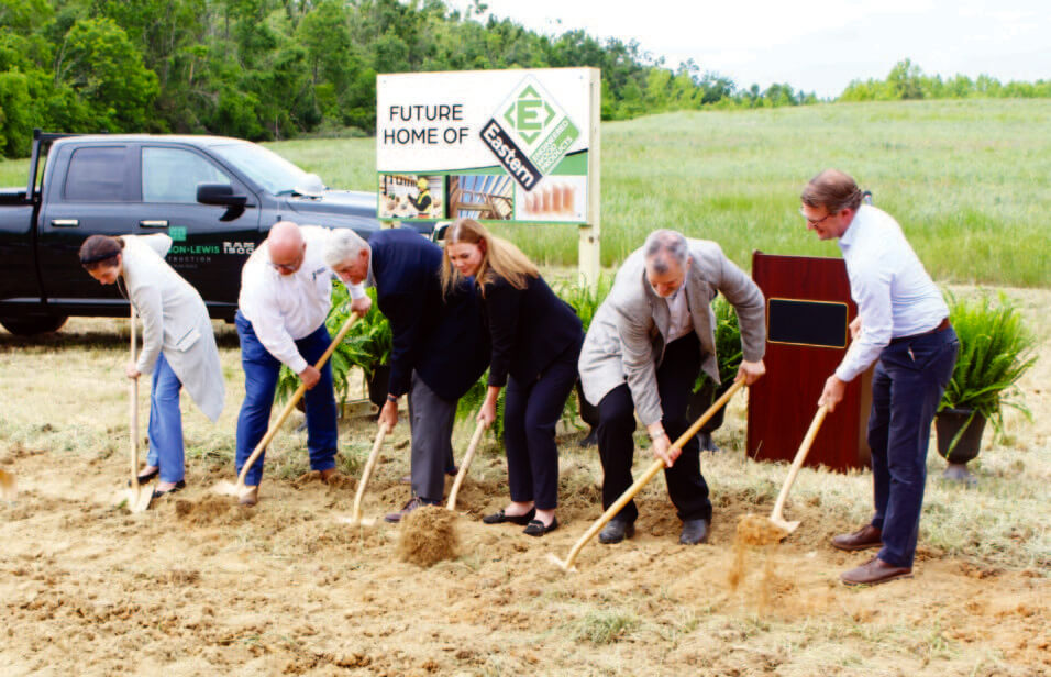 Pictured from left to right are: Lauren Mathena, Mid-Atlantic Broadband Communities Corporation, Todd Lindsey, President, Eastern Engineered Wood Products, Gary Walker, Chairman, Virginia’s Regional Heartland Industrial Facility Authority (Five County Consortium), Linda Balderson, Preservation and Access Programs Manager, Virginia Department of Rail and Public Transportation, Dan Witt, Charlotte County Administrator and Wade Buick, Director of Operations, Eastern Engineered Wood Products.