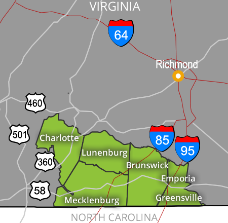 Virginia's Growth Alliance  economic development region, counties and city 